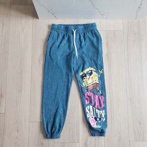 Nickelodeon Sweatpants  M Blue Spongebob Squarepants Stay Salty Joggers Pants